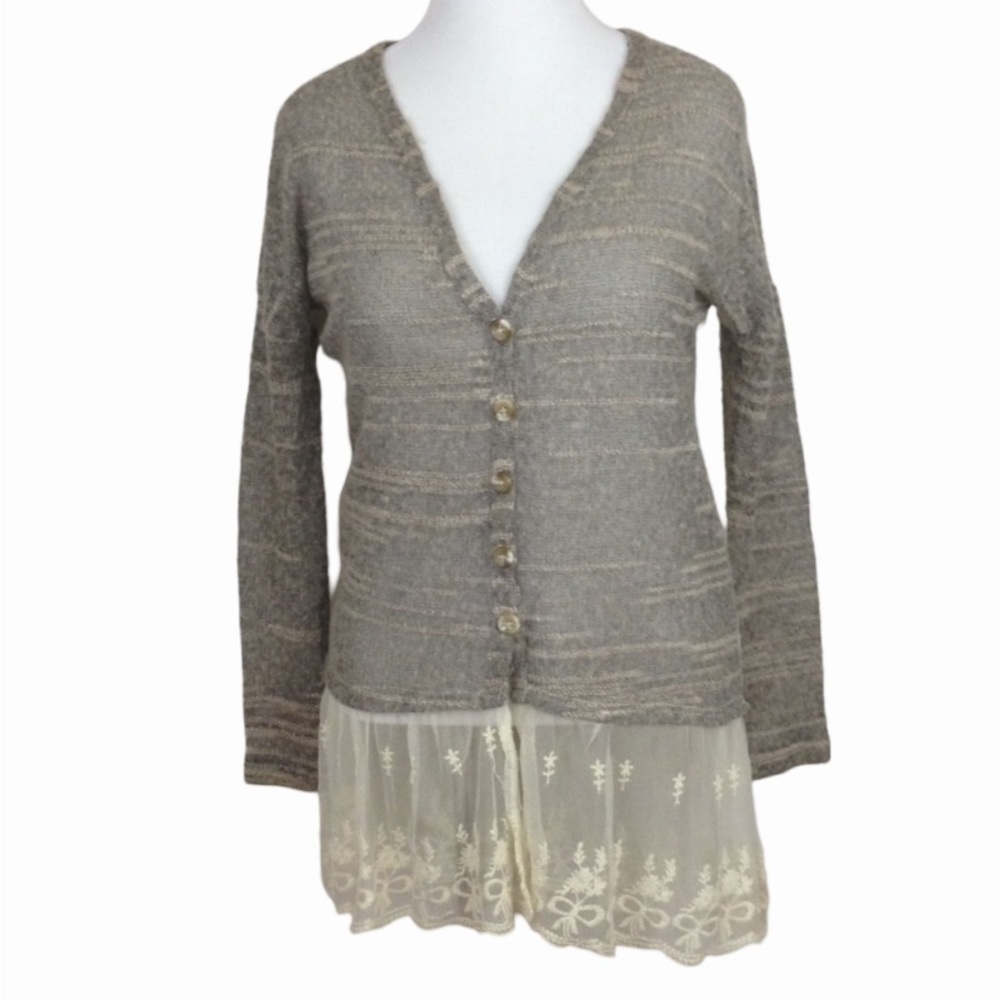 Altar'd State A'REVE Boho Cardigan Lace Hem Sz. S